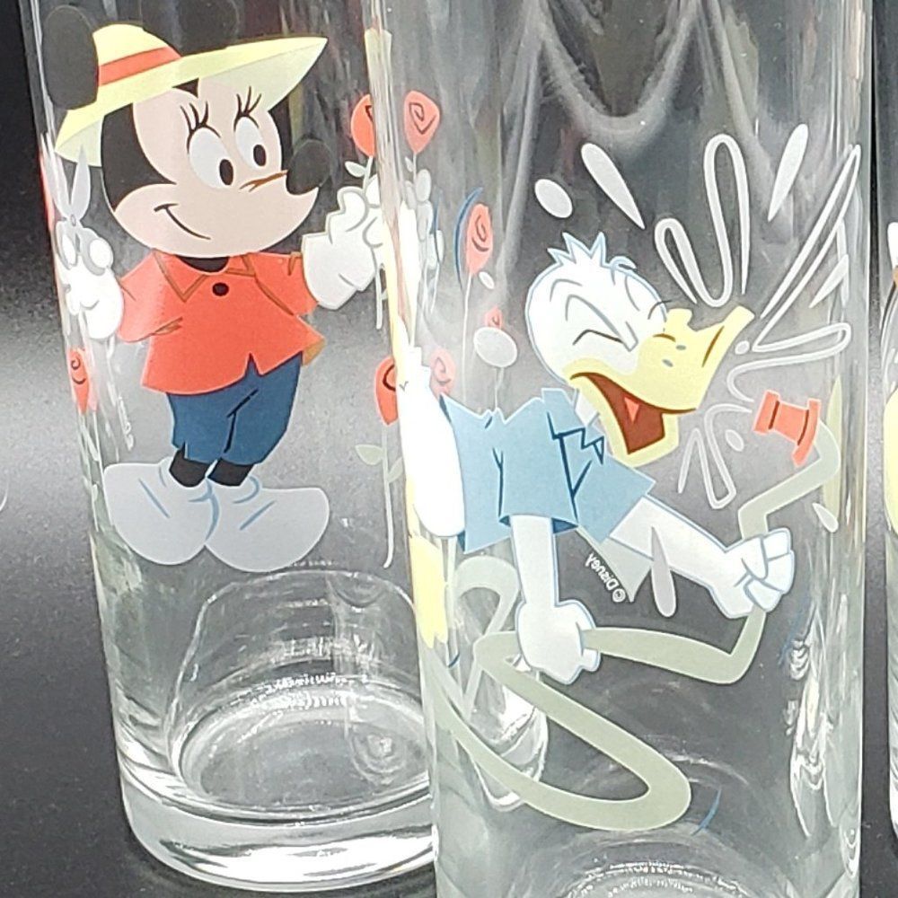 Disney Set of 4 Vintage Mickey Mouse & Friends Gardening BBQ Iced Tea Glasses - Picture 11 of 12